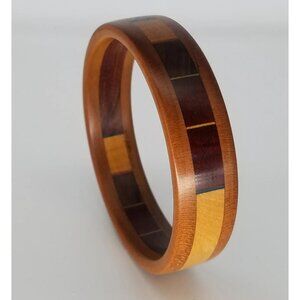 Artisan Made Bold Mosaic Inlaid Wood Bangle Bracelet by Studio Martha Collins